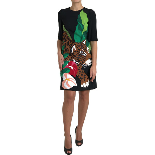 Elegant Jungle Motif Sheath Dress