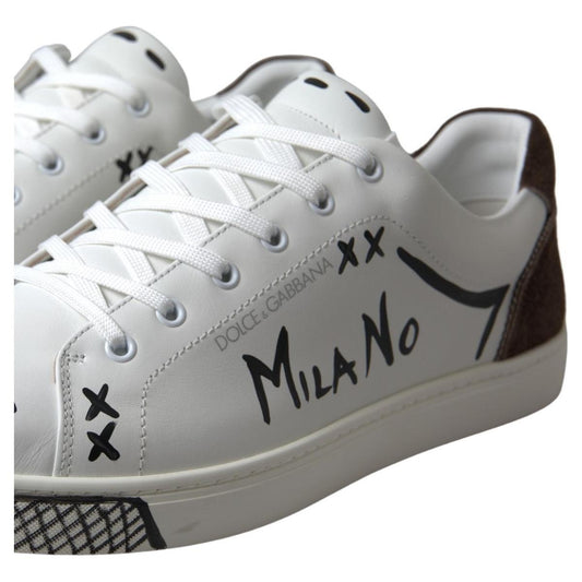 Sleek White Leather Casual Sneakers