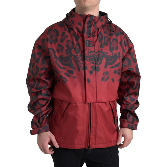 Radiant Red Leopard Print Hooded Jacket