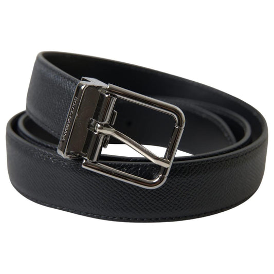 Elegant Black Leather Designer Belt