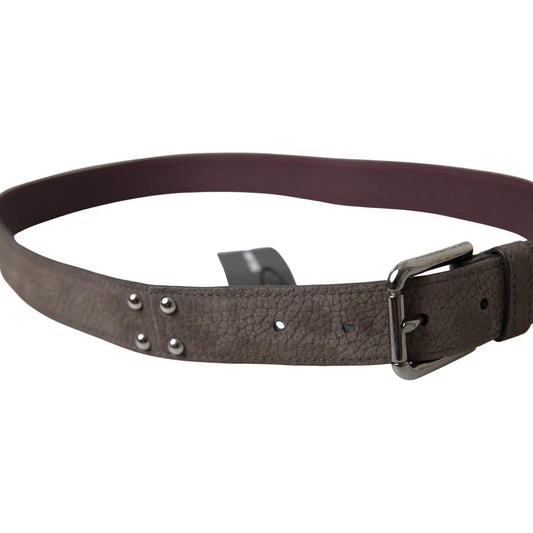 Elegant Brown Leather Belt with Metal Buckle