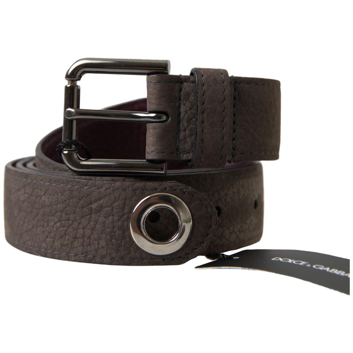 Elegant Brown Leather Belt with Metal Buckle