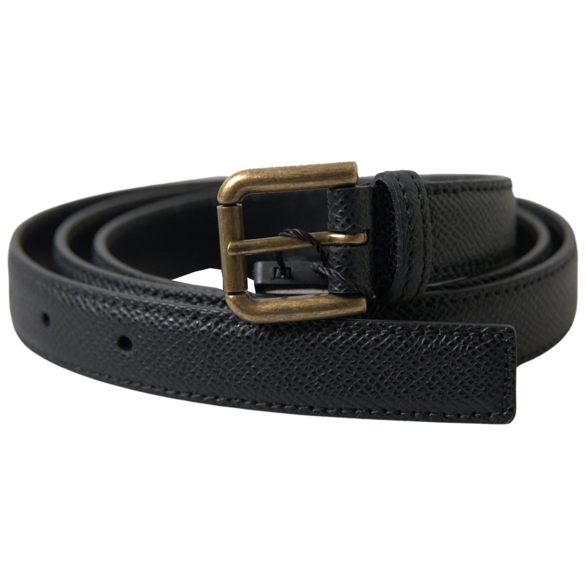 Elegant Black Italian Leather Belt