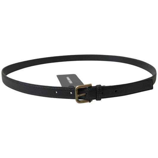 Elegant Black Italian Leather Belt