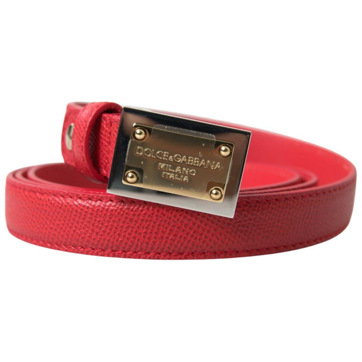 Elegant Red Leather Designer Belt