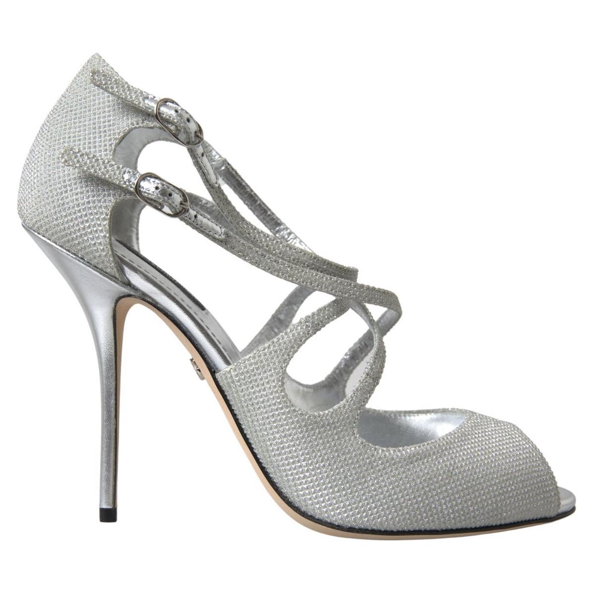 Elegant Shimmering Silver High-Heeled Sandals