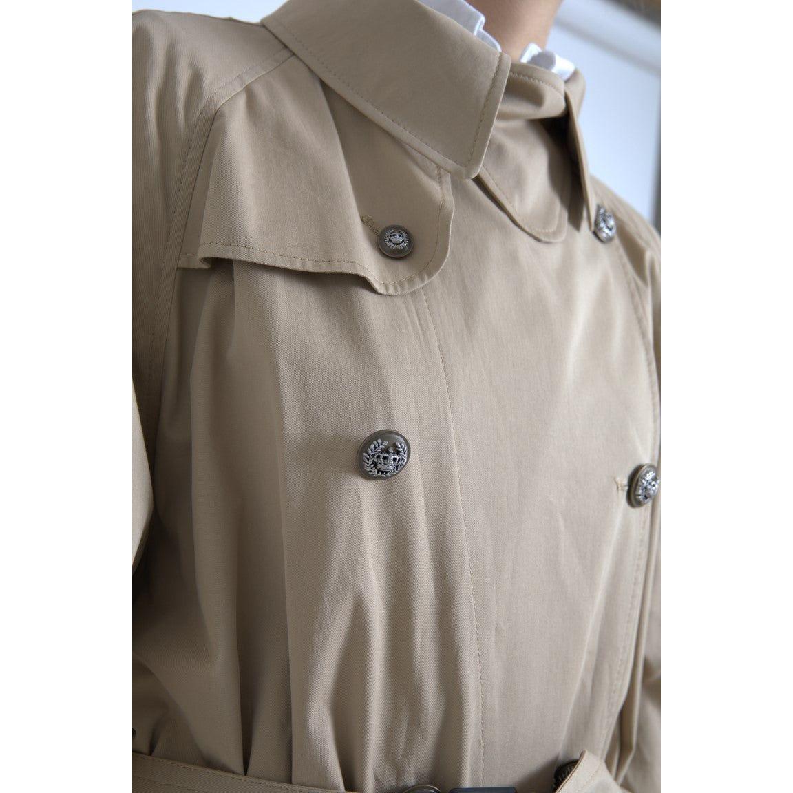 Dolce & Gabbana Khaki Double Breasted Trench Coat Jacket