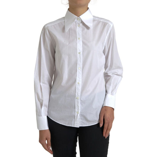 Elegant White Cotton Collared Top