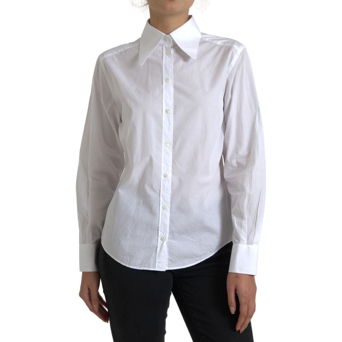 Elegant White Cotton Collared Top