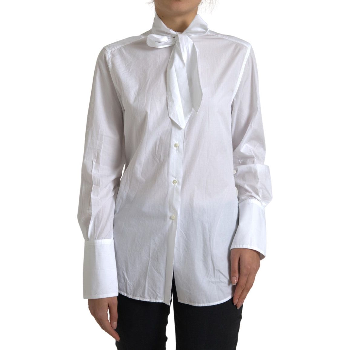 Elegant White Cotton Long Sleeve Shirt