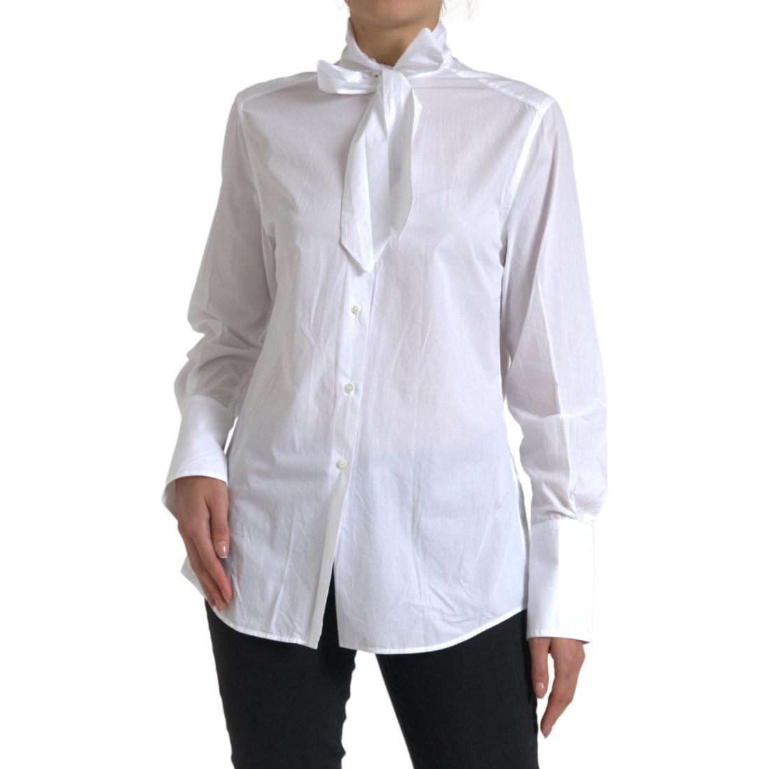 Elegant White Cotton Long Sleeve Shirt