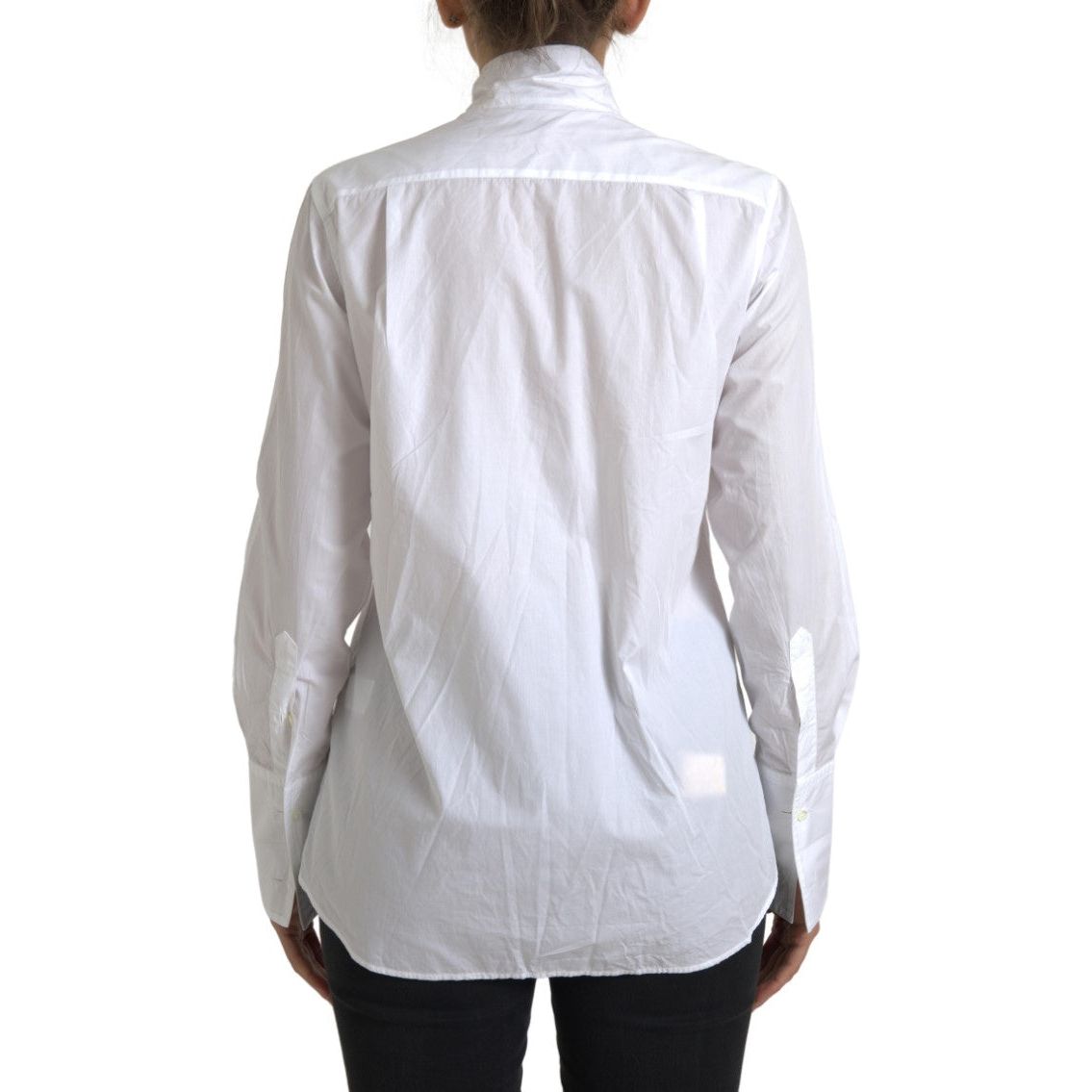 Elegant White Cotton Long Sleeve Shirt