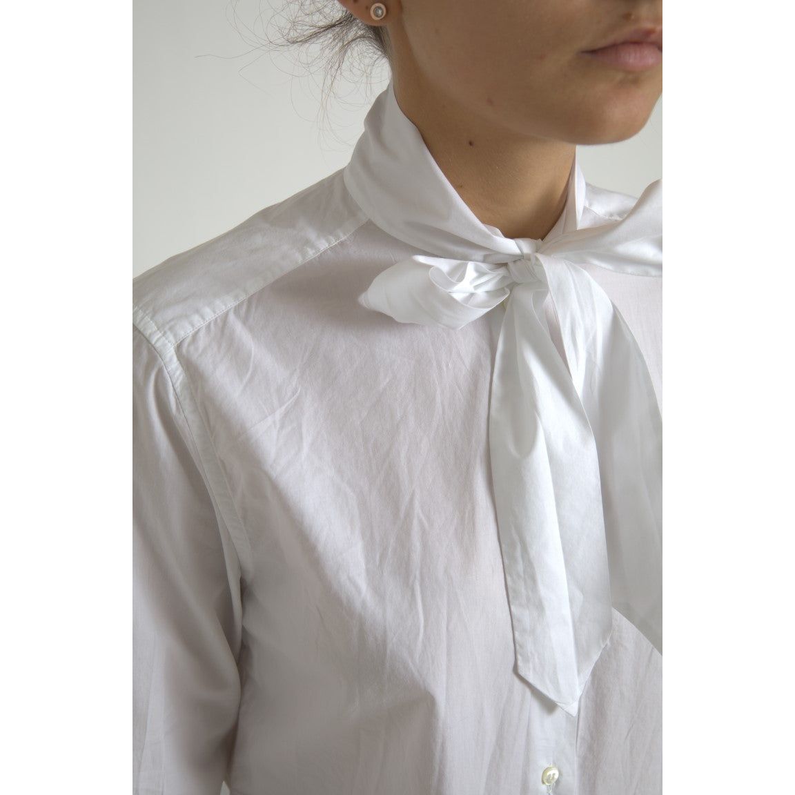 Elegant White Cotton Long Sleeve Shirt