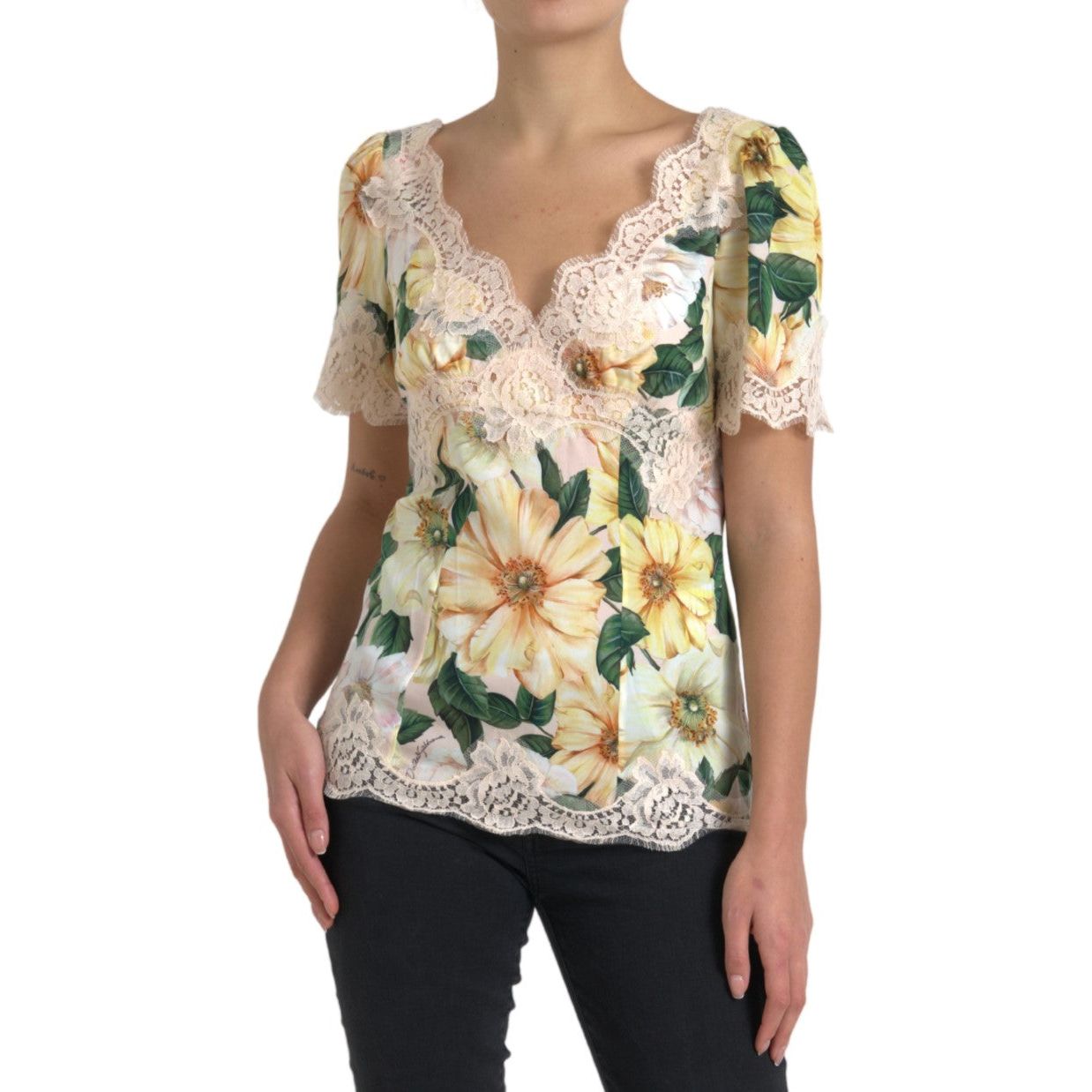 Elegant Floral Print Silk Blouse