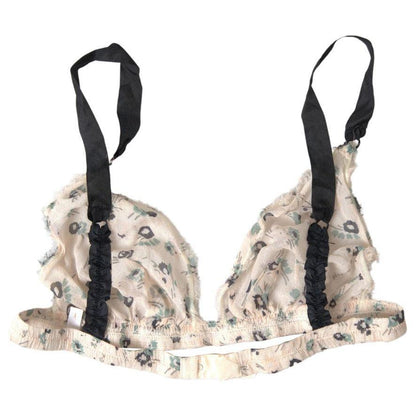 Costume National Beige Floral Underwear Bikini Bra Costume National