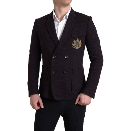 Elegant Purple Double Breasted Wool Blazer