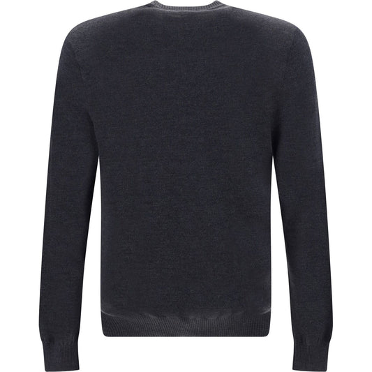 Chic Grey Wool Iconic Logo Sweater