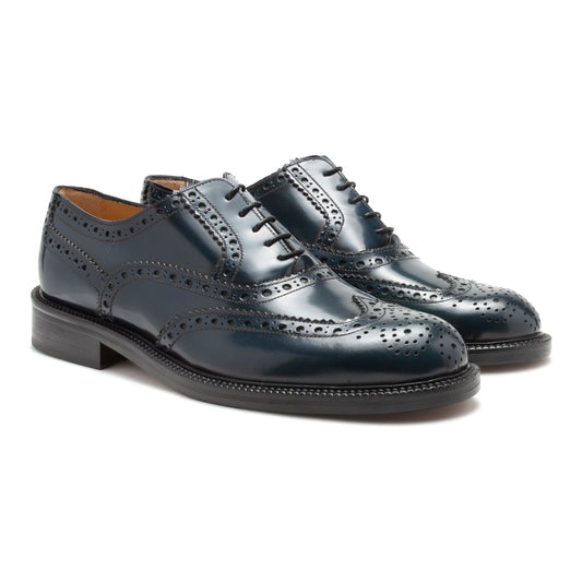 Saxone of Scotland Elegant Blue Leather Brogue Shoes Saxone of Scotland