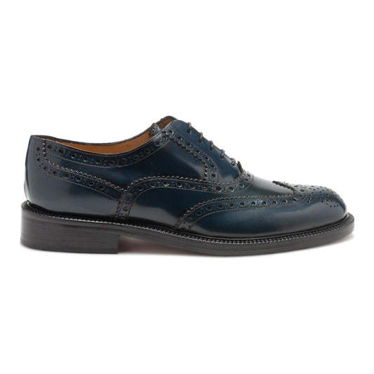 Elegant Blue Leather Brogue Shoes