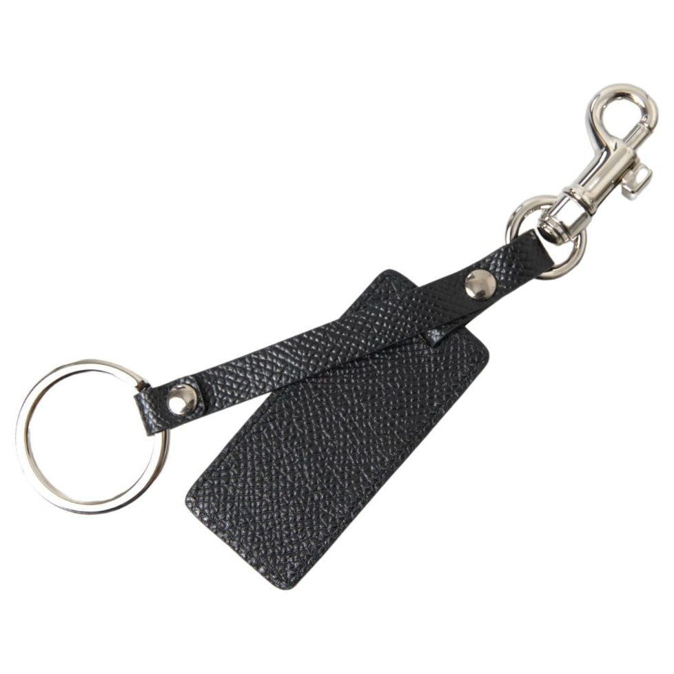 Elegant Black Leather Keyring Accessory