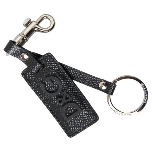 Elegant Black Leather Keyring Accessory