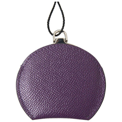 Dolce & Gabbana Purple Calfskin Leather Round Hand Mirror Holder