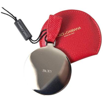 Dolce & Gabbana Red Calfskin Leather Hand Mirror Holder