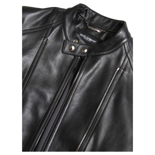 Sleek Black Leather Biker Jacket