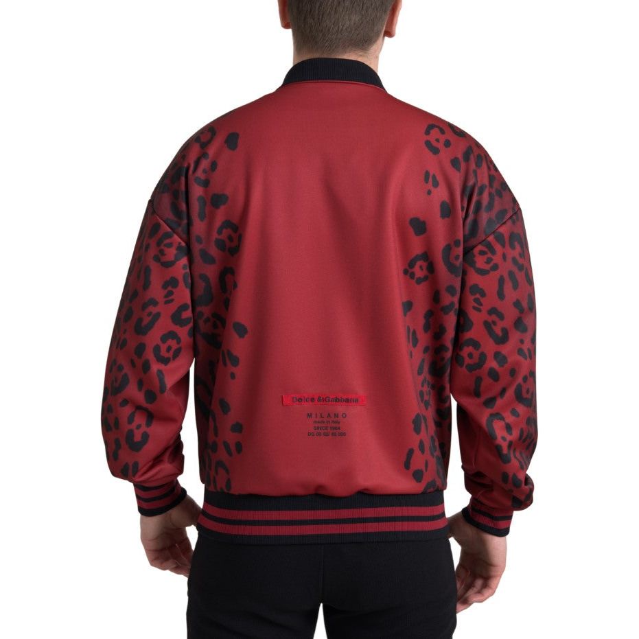 Red Leopard Print Bomber Jacket