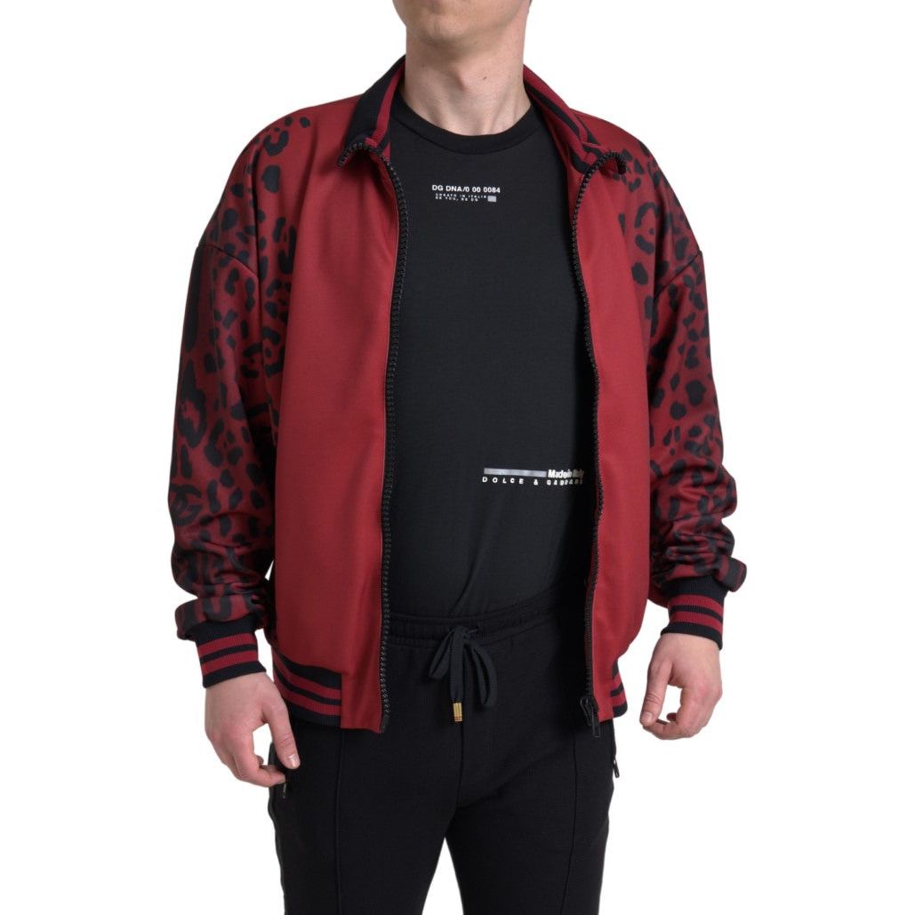 Red Leopard Print Bomber Jacket