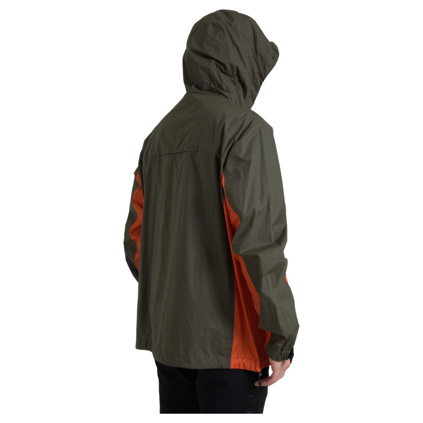 Elegant Hooded Full Zip Jacket in Green and Orange