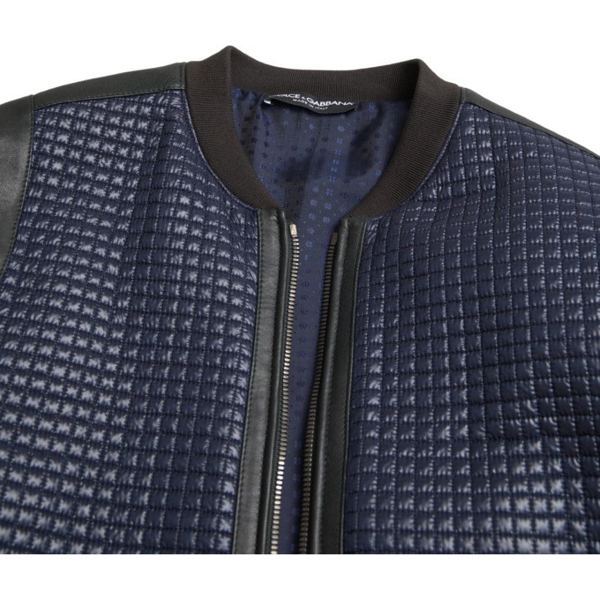 Elegant Blue Nylon Zip Blouson Jacket