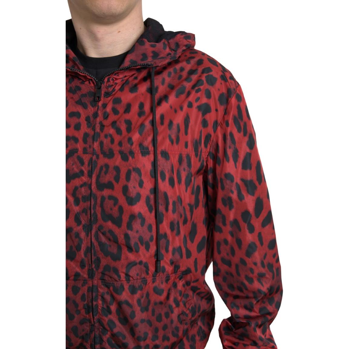 Red Leopard Hooded Bomber Jacket