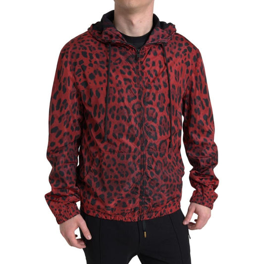 Red Leopard Hooded Bomber Jacket