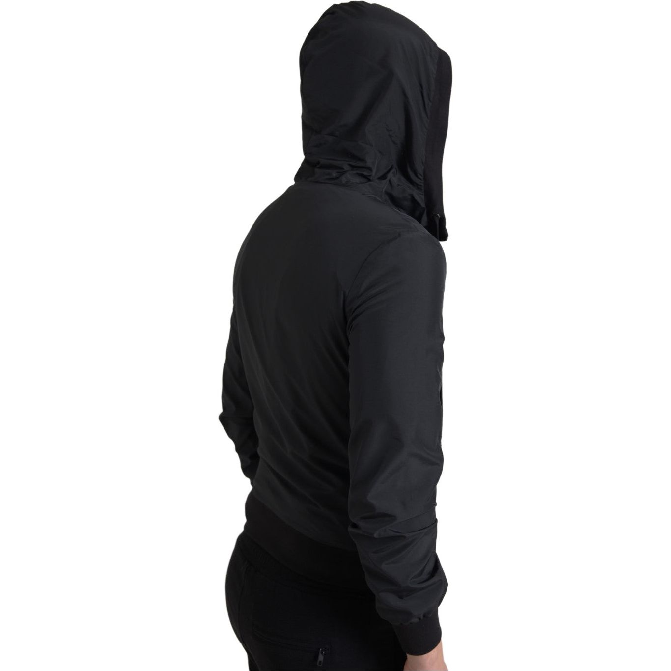 Elegant Black Hooded Sweatshirt with Logo Plaque