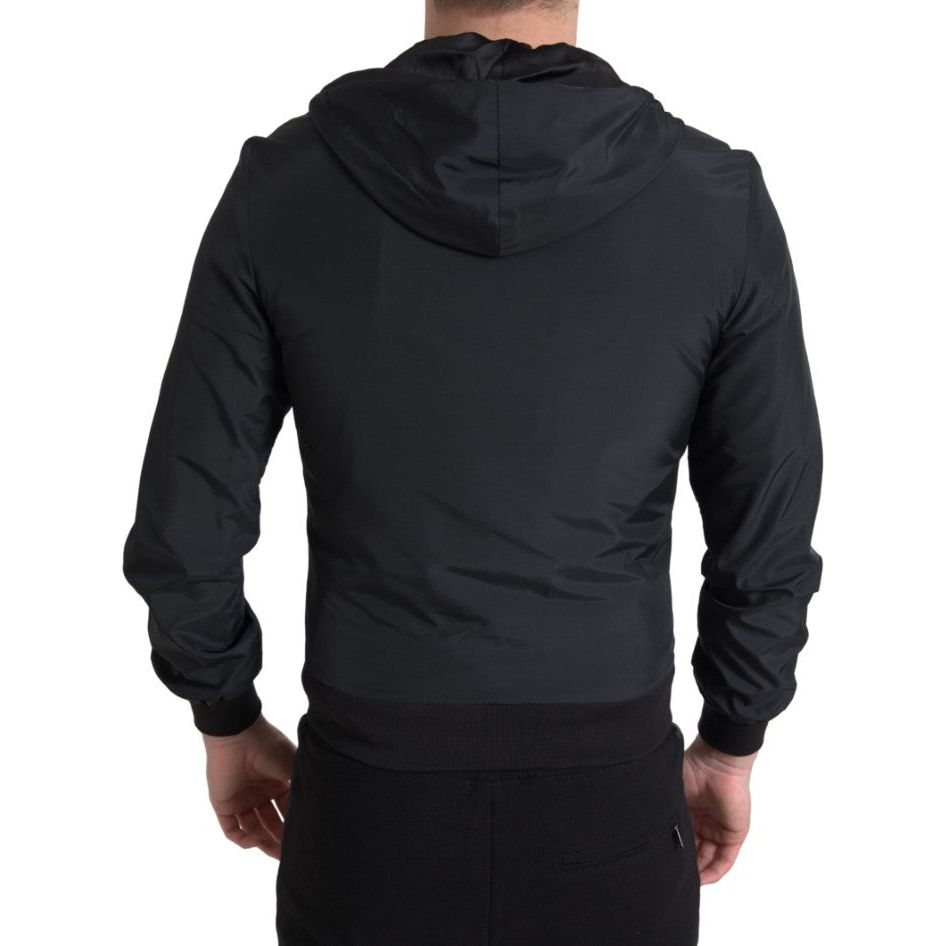 Elegant Black Hooded Sweatshirt with Logo Plaque