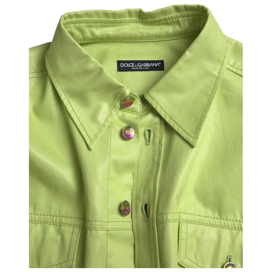 Elegant Light Green Cotton Button Down Shirt