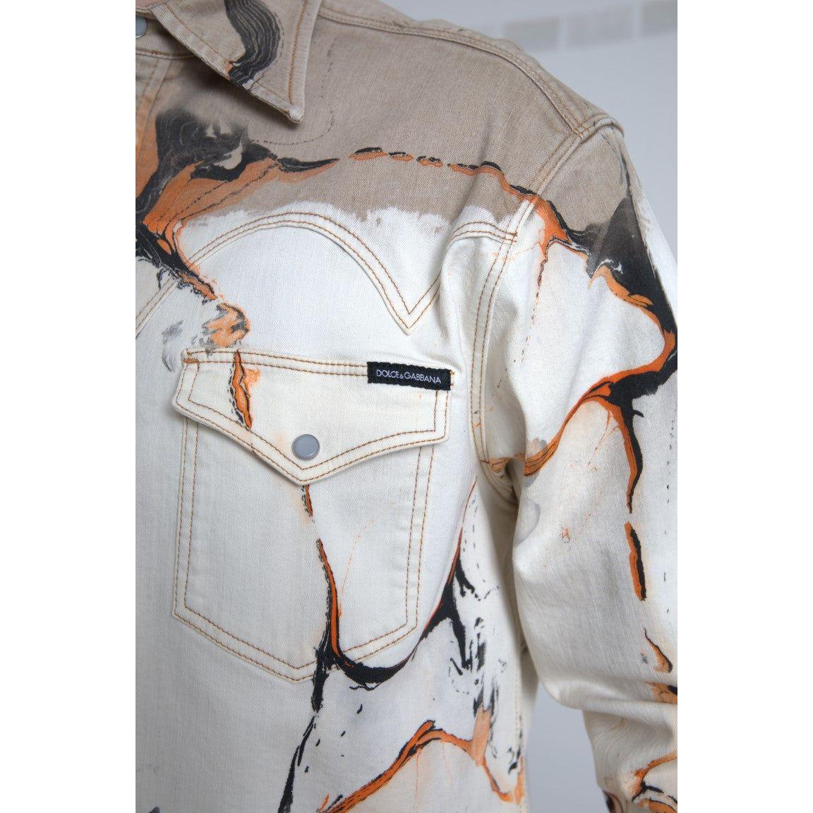 قميص جينز مطاطي قطني متعدد الألوان من دولتشي آند غابانا