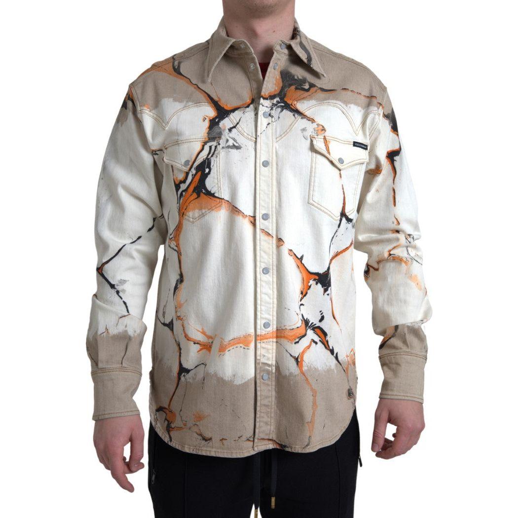 قميص جينز مطاطي قطني متعدد الألوان من دولتشي آند غابانا