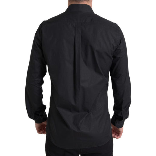 Elegant Black Gold Button Formal Shirt