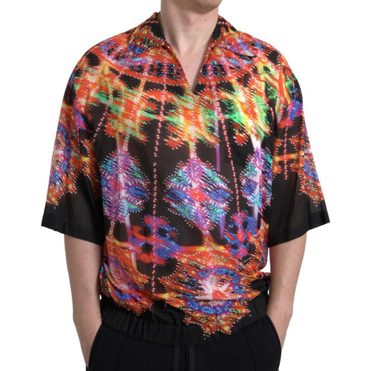 Multicolor Luminarie Print Cotton Polo Shirt