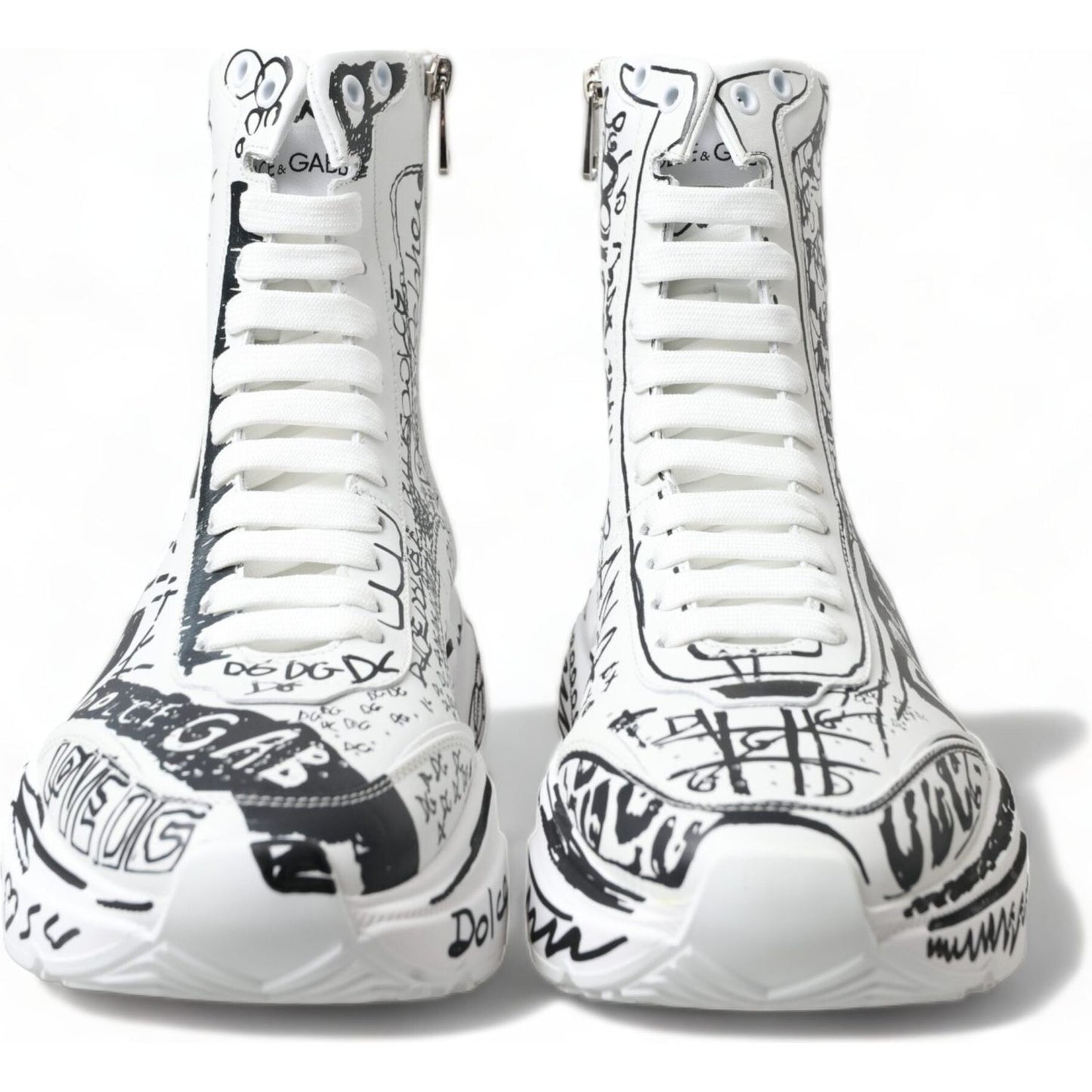 Daymaster Graffiti Print Mid Top Sneakers