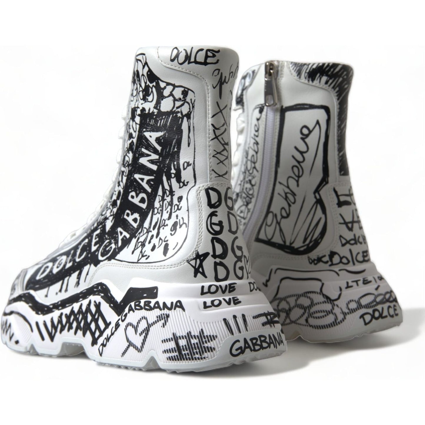 Daymaster Graffiti Print Mid Top Sneakers