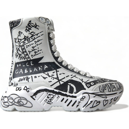 Daymaster Graffiti Print Mid Top Sneakers