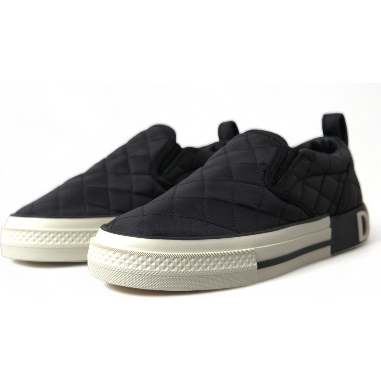 Elegant Quilted Black Canvas Sneakers