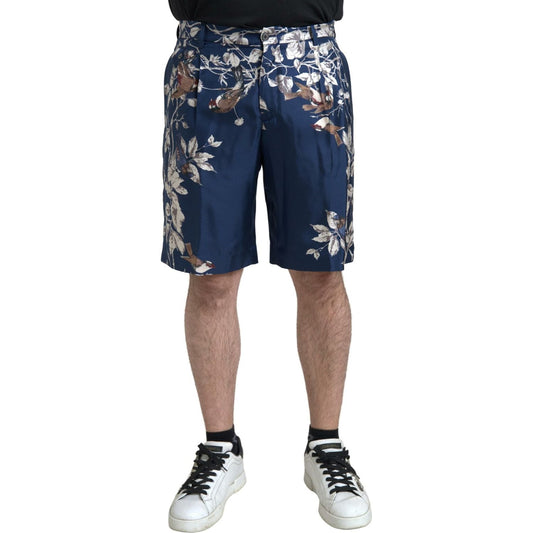 Silken Floral Bermuda Shorts in Blue