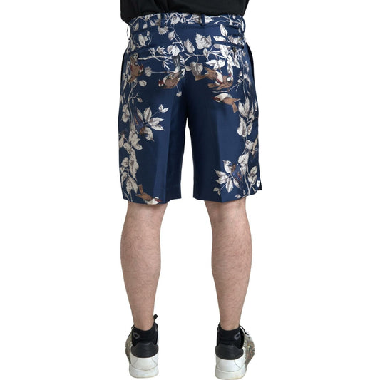 Silken Floral Bermuda Shorts in Blue