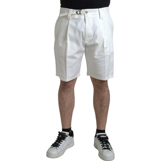 Elegant White Bermuda Denim Shorts