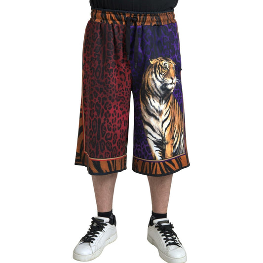 Chic Multicolor Bermuda Shorts with Exotic Print