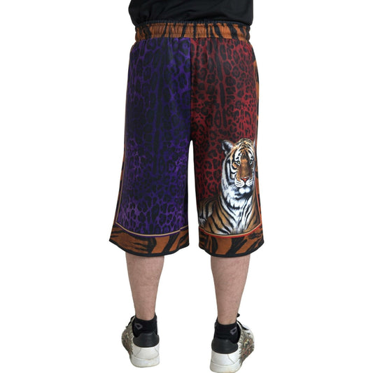 Chic Multicolor Bermuda Shorts with Exotic Print